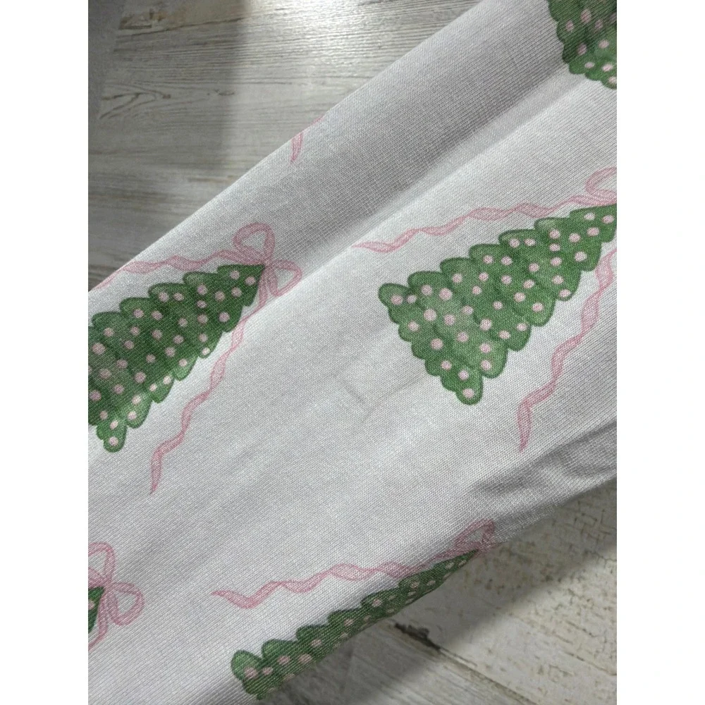 Cecil and Lou Pajama Set Girls 6 White Christmas Tree Ruffle Holiday GUC*